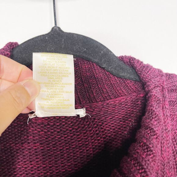 Matty M Small S Red Pink Marled Envelope Pullover Split Turtleneck Tunic Sweater - Picture 9 of 11